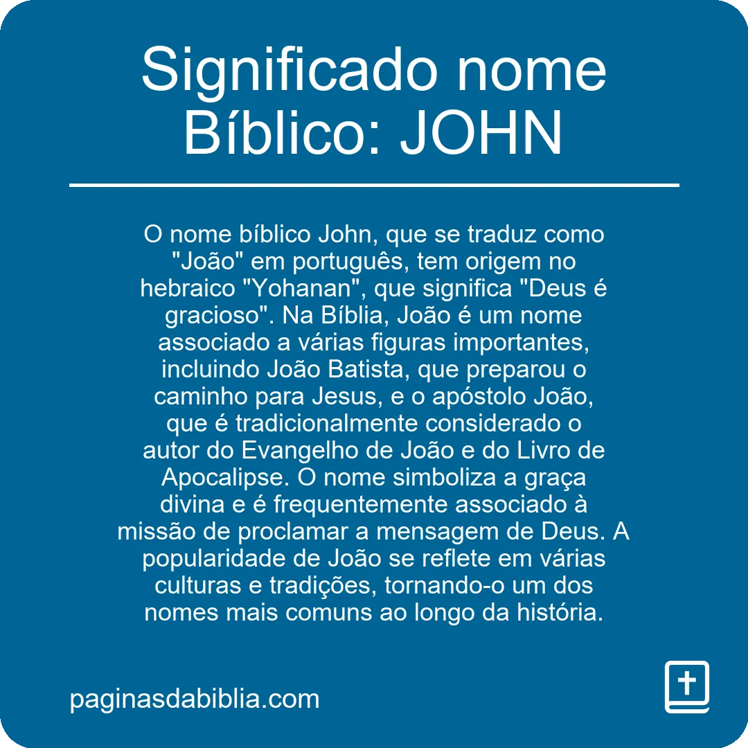 Significado nome Bíblico: JOHN