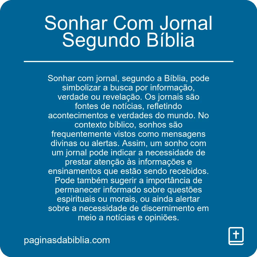 Sonhar Com Jornal Segundo Bíblia