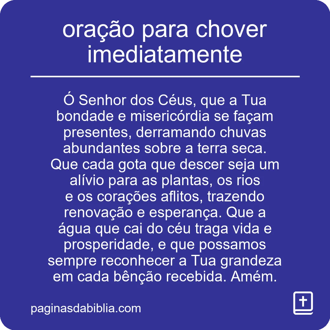 oração para chover imediatamente