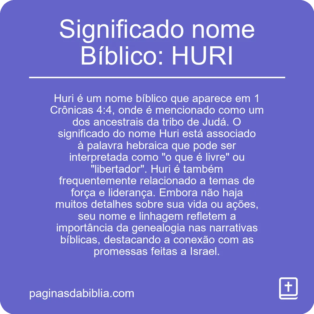 Significado nome Bíblico: HURI