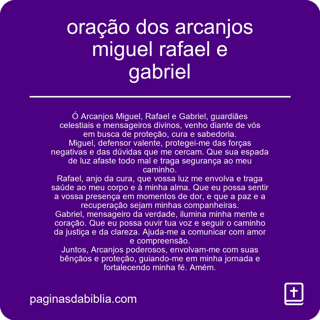 oração dos arcanjos miguel rafael e gabriel