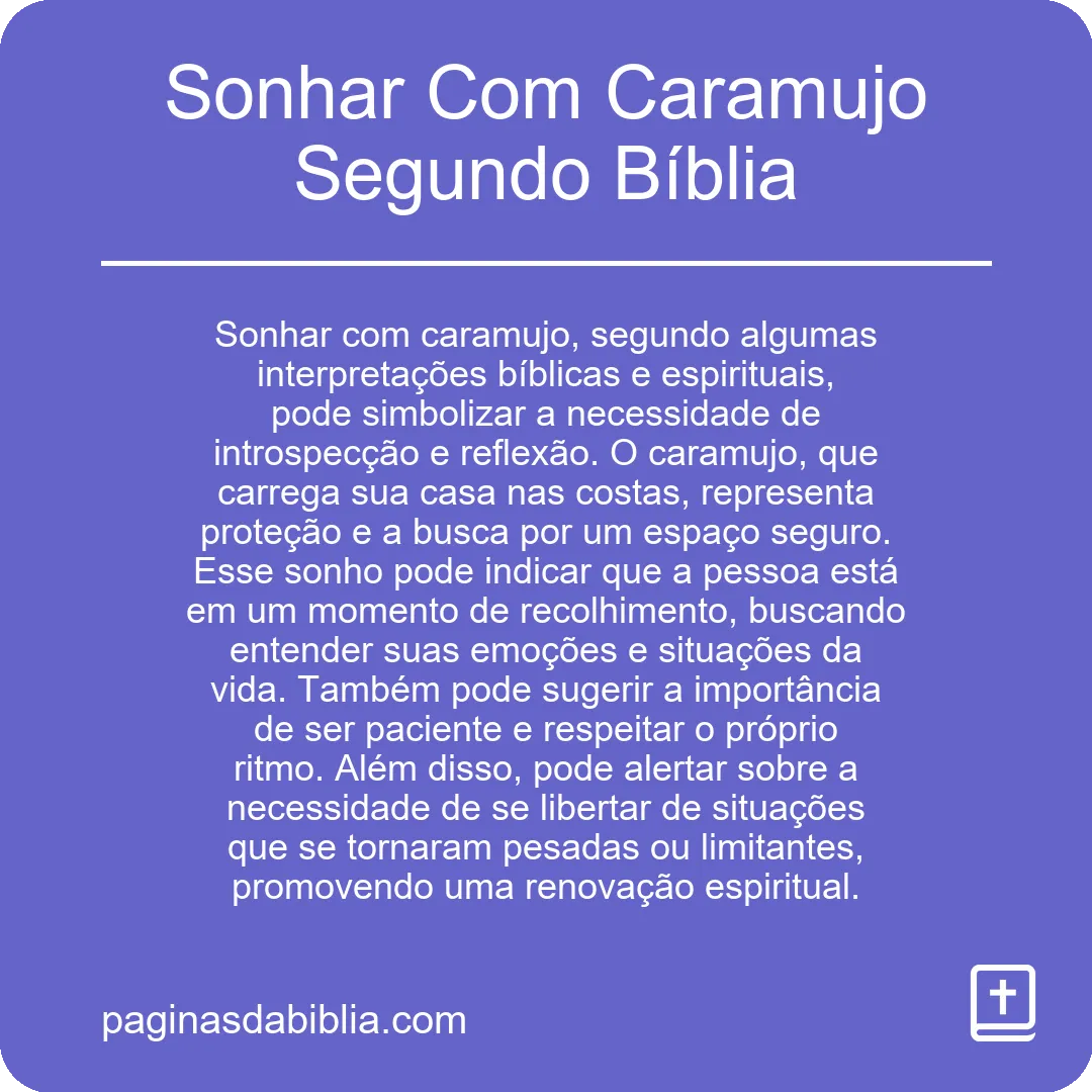 Sonhar Com Caramujo Segundo Bíblia