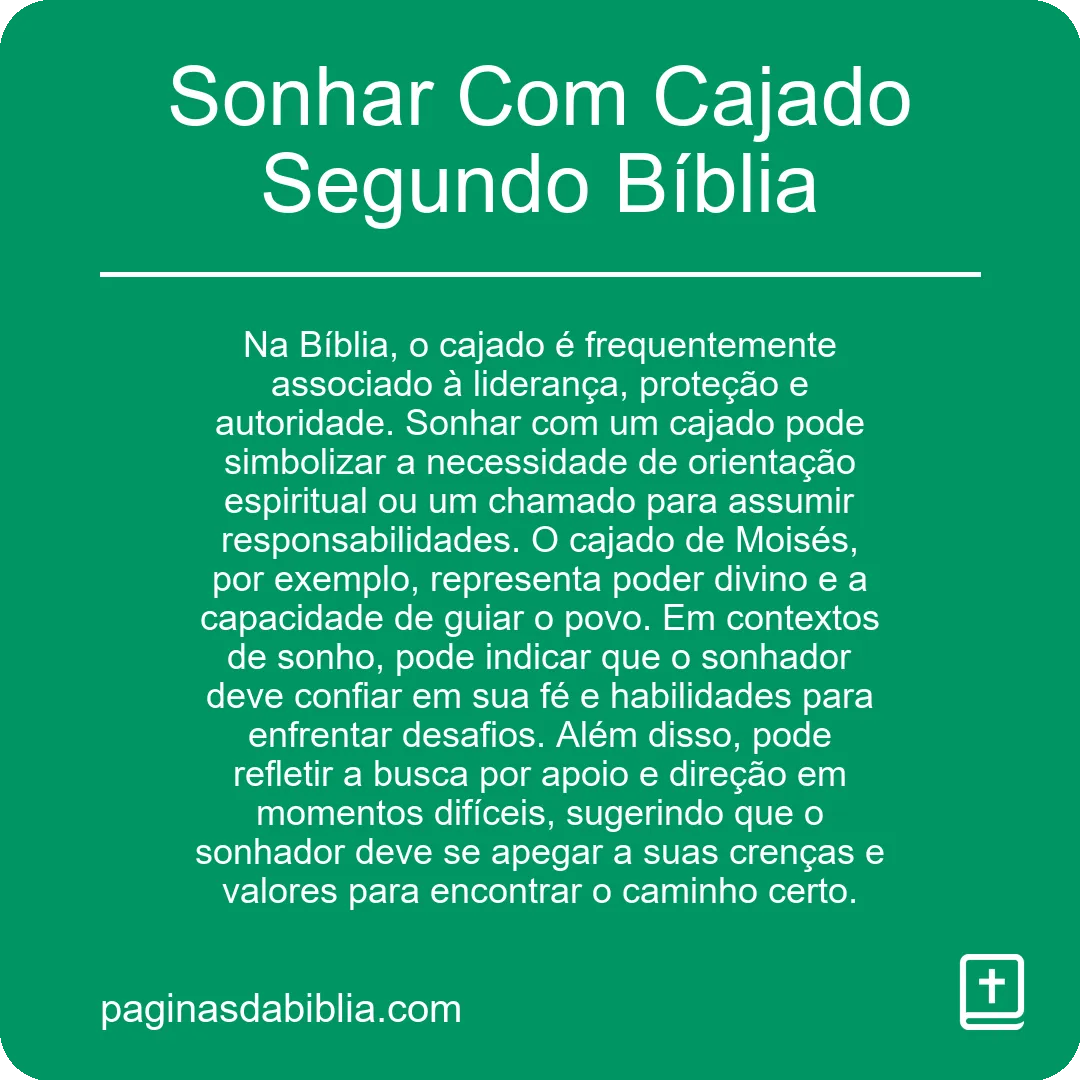 Sonhar Com Cajado Segundo Bíblia