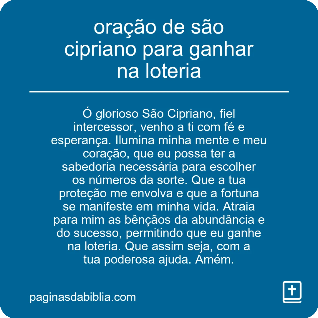 oração de são cipriano para ganhar na loteria