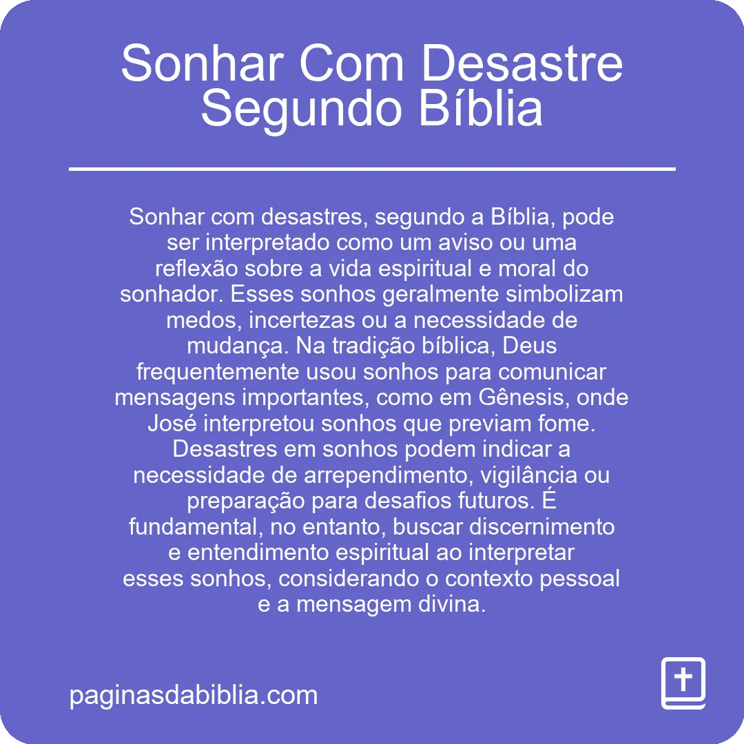 Sonhar Com Desastre Segundo Bíblia