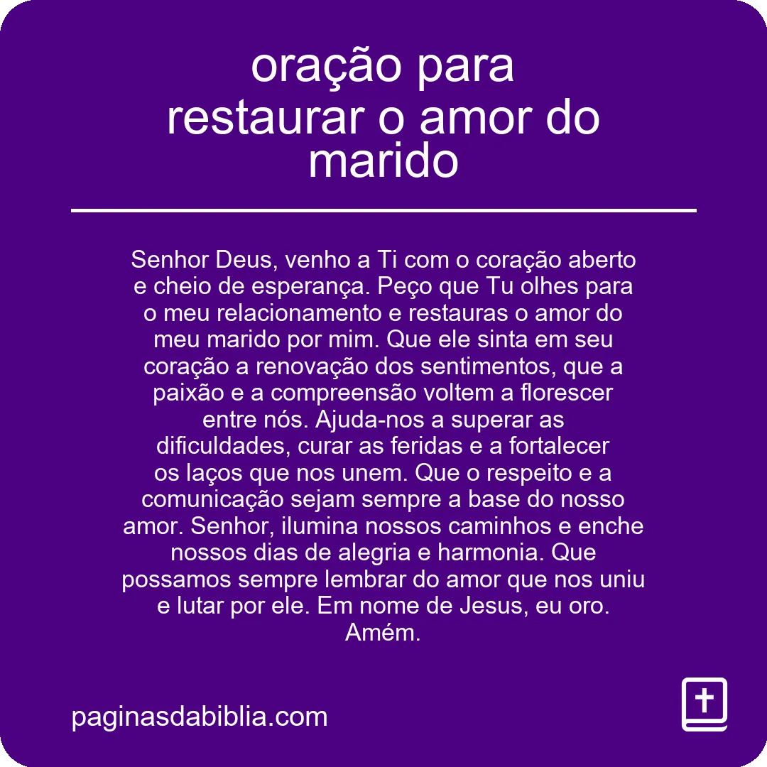 oração para restaurar o amor do marido