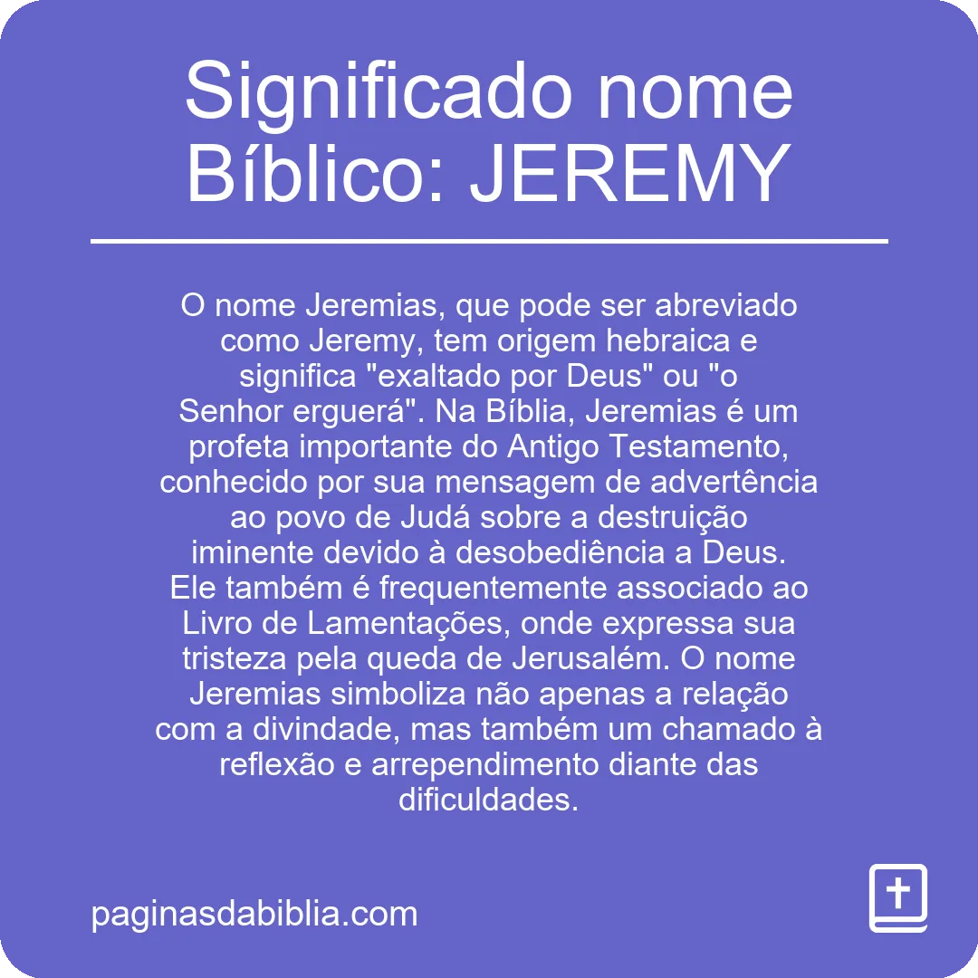 Significado nome Bíblico: JEREMY