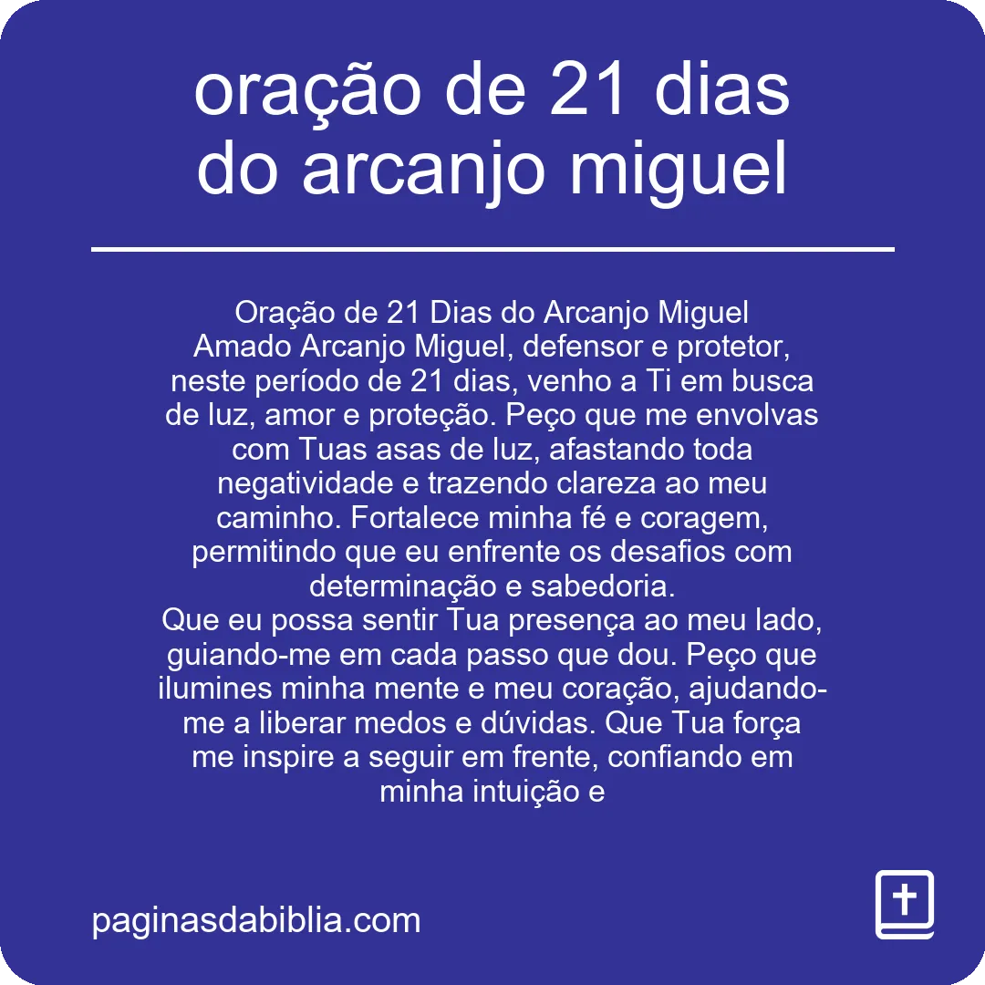 oração de 21 dias do arcanjo miguel