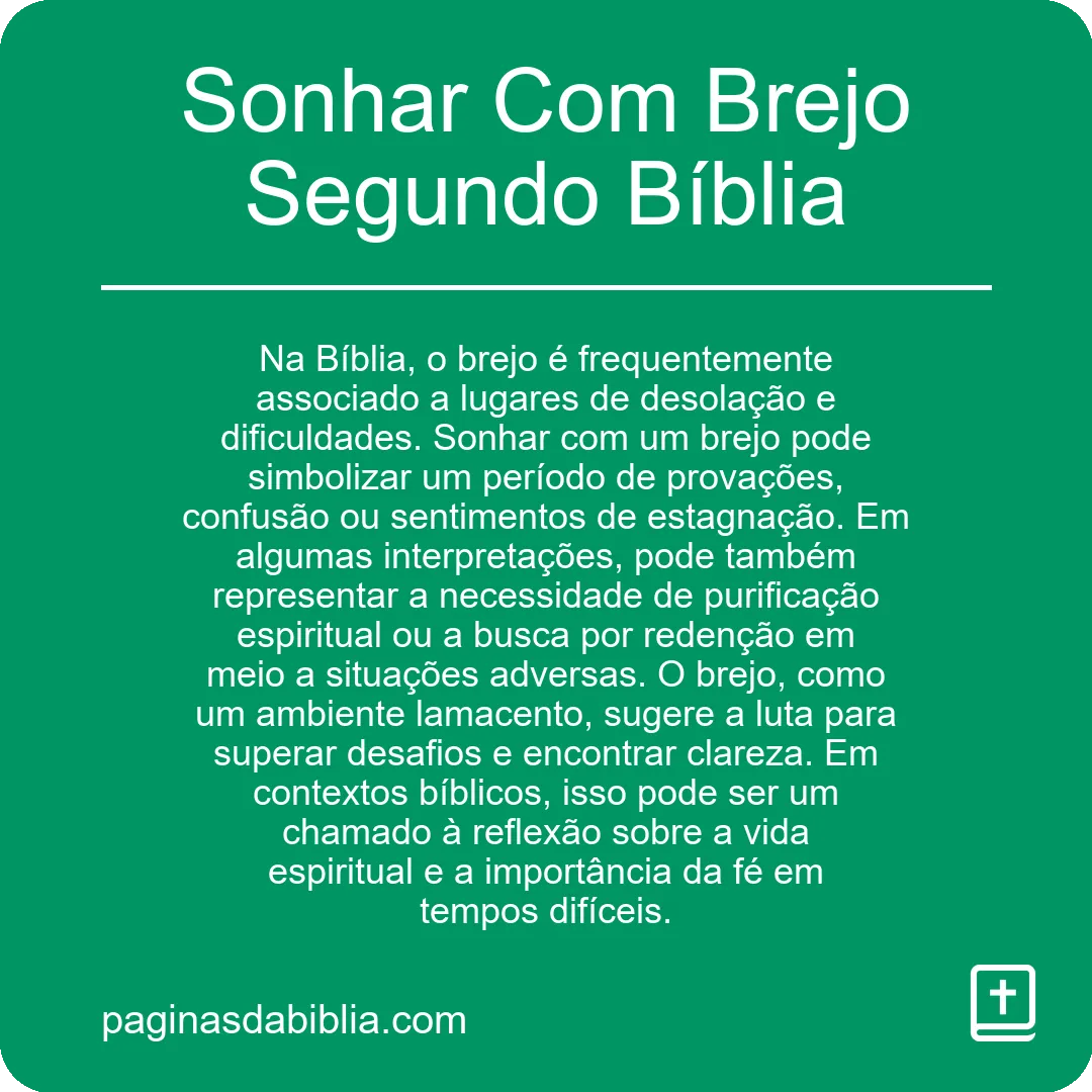 Sonhar Com Brejo Segundo Bíblia