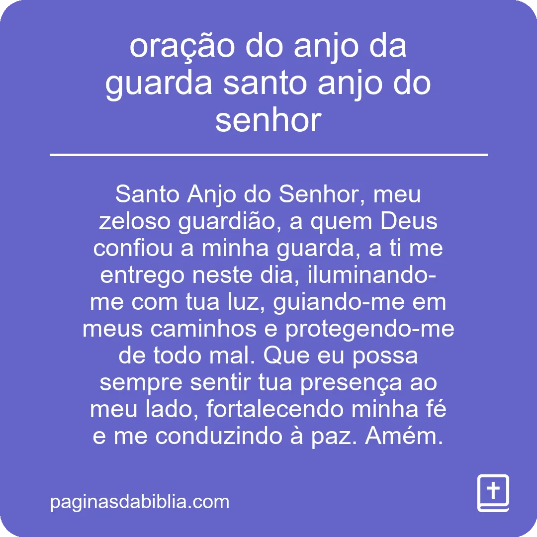 oração do anjo da guarda santo anjo do senhor