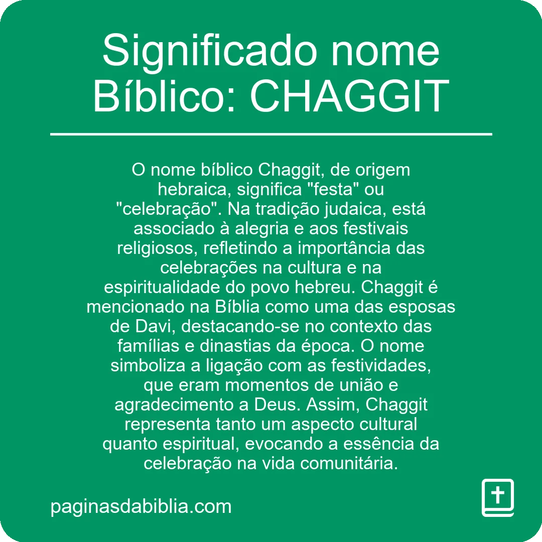 Significado nome Bíblico: CHAGGIT