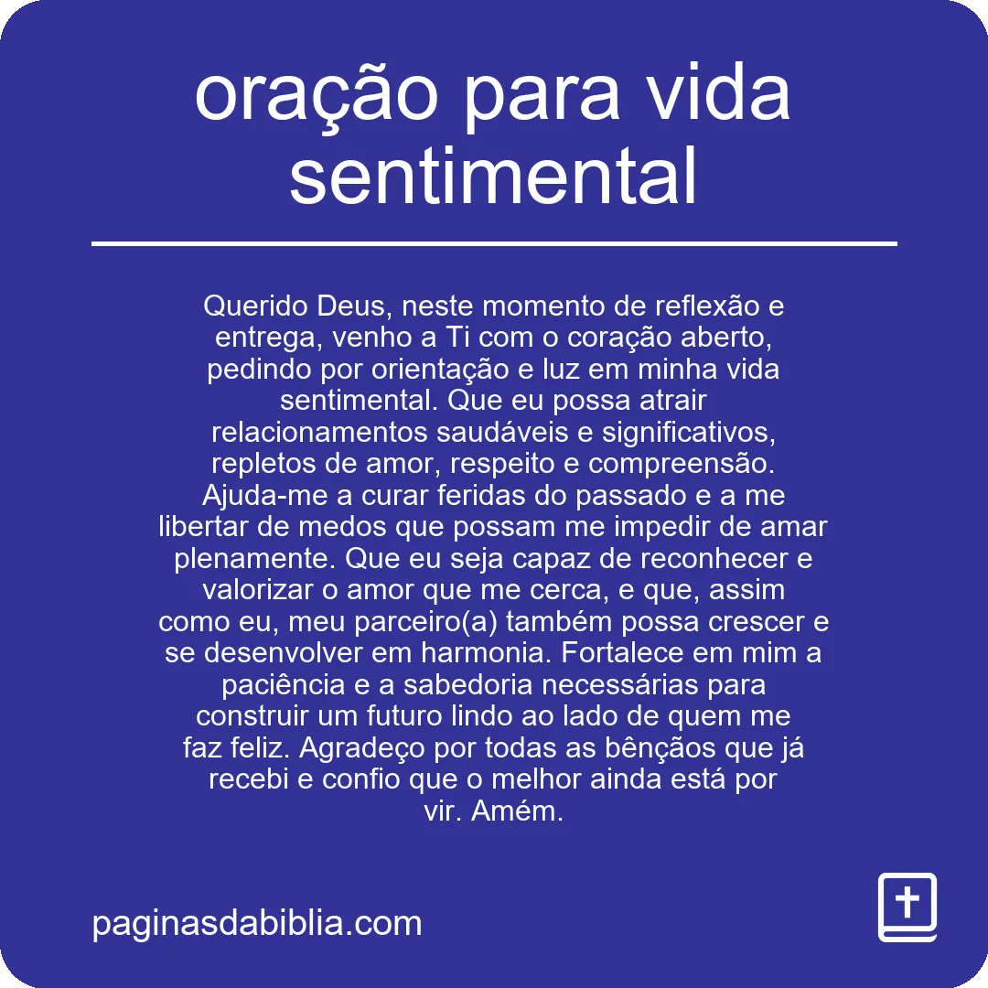 oração para vida sentimental