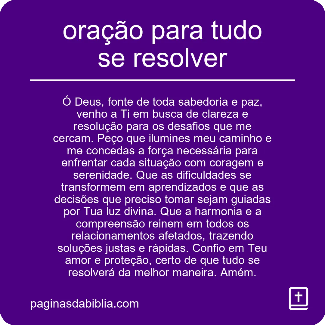 oração para tudo se resolver