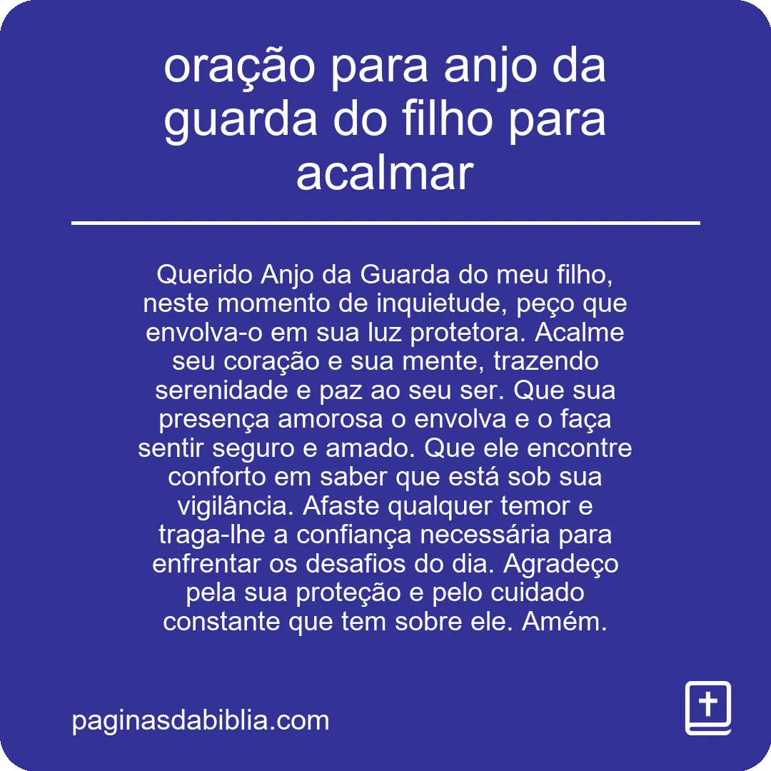 oração para anjo da guarda do filho para acalmar