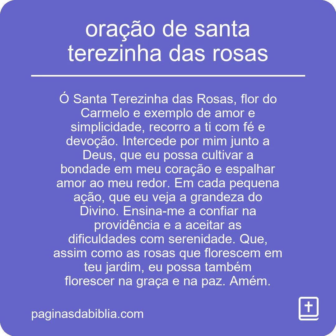 oração de santa terezinha das rosas