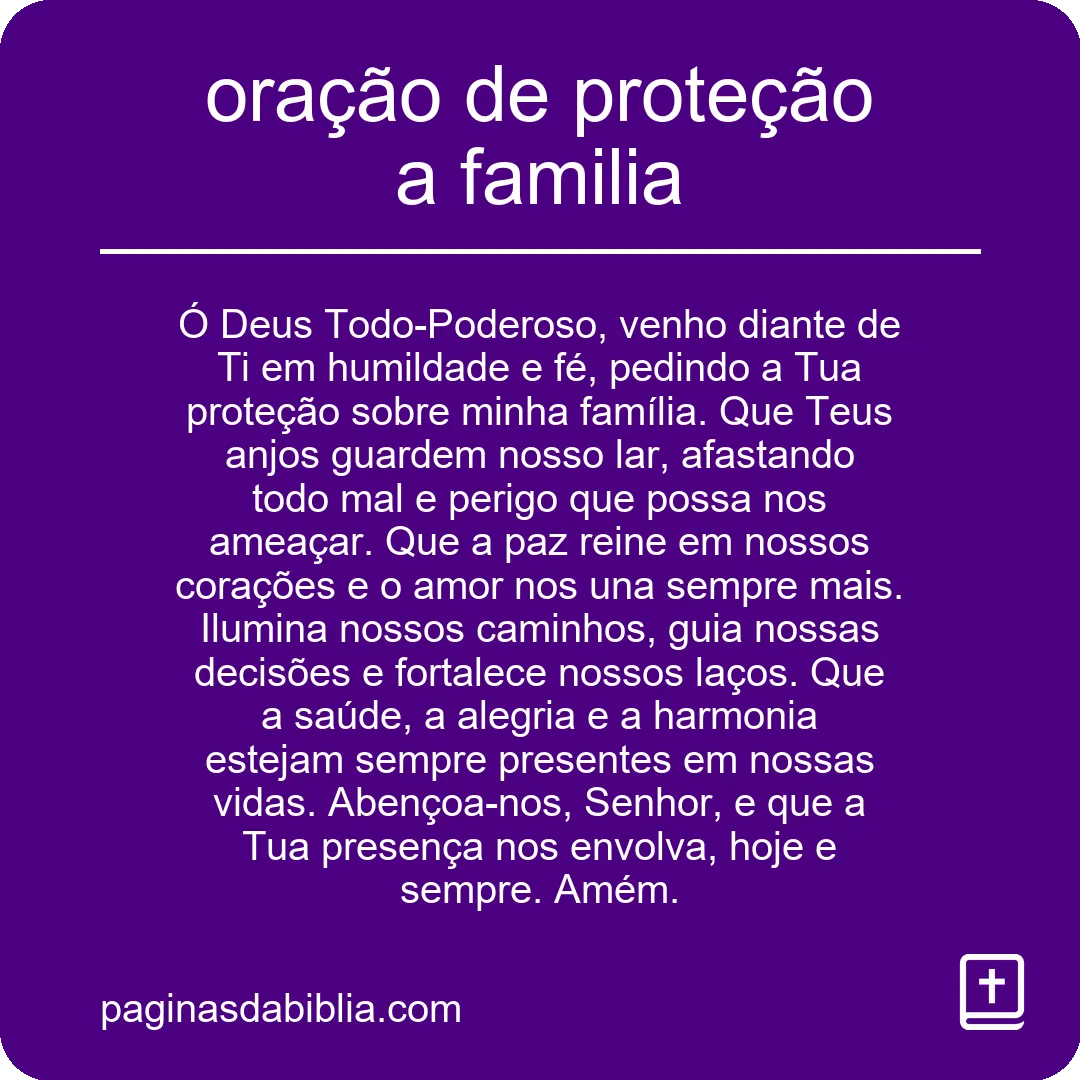 oração de proteção a familia