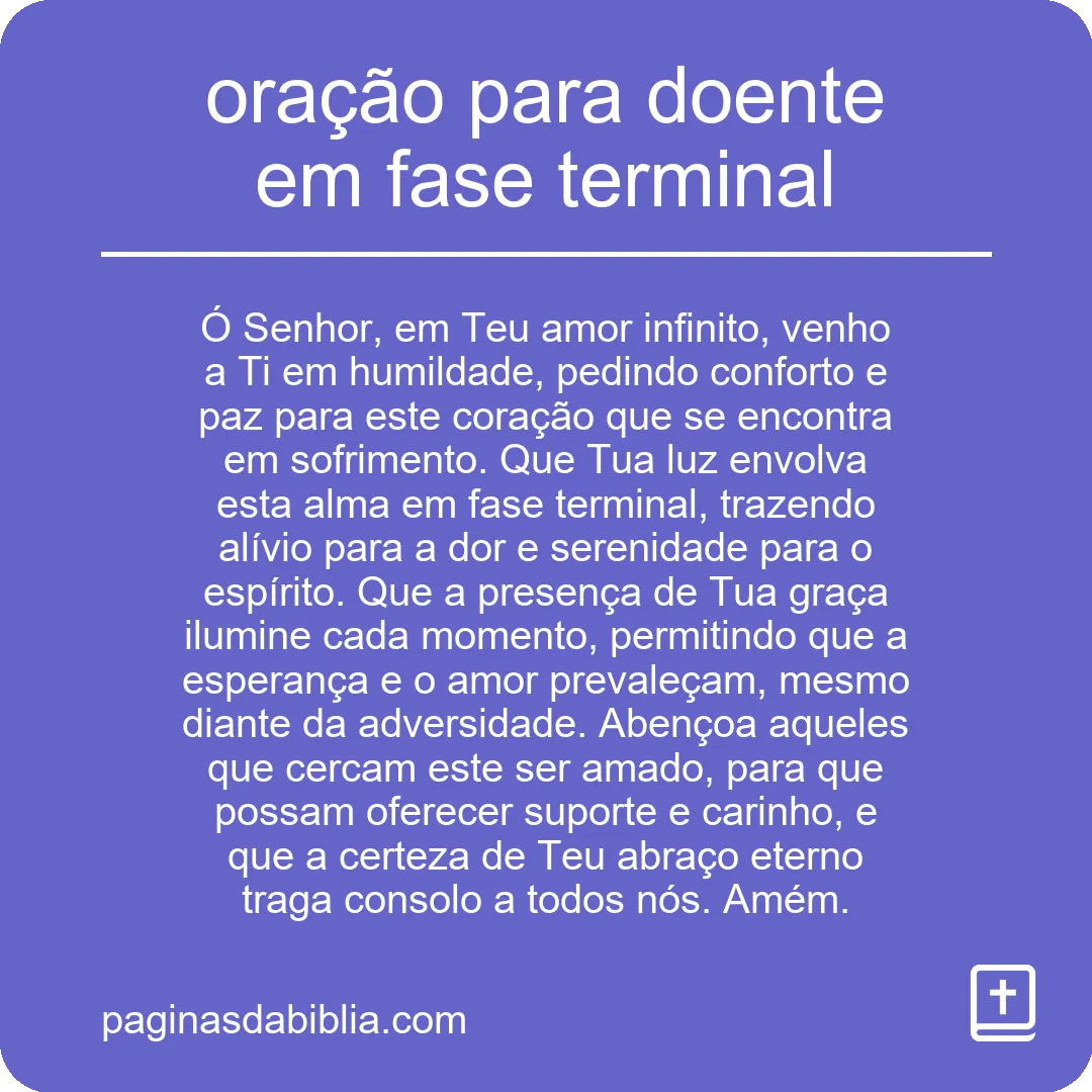 oração para doente em fase terminal