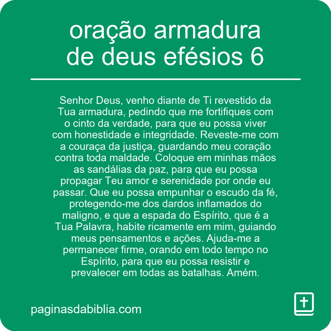 oração armadura de deus efésios 6