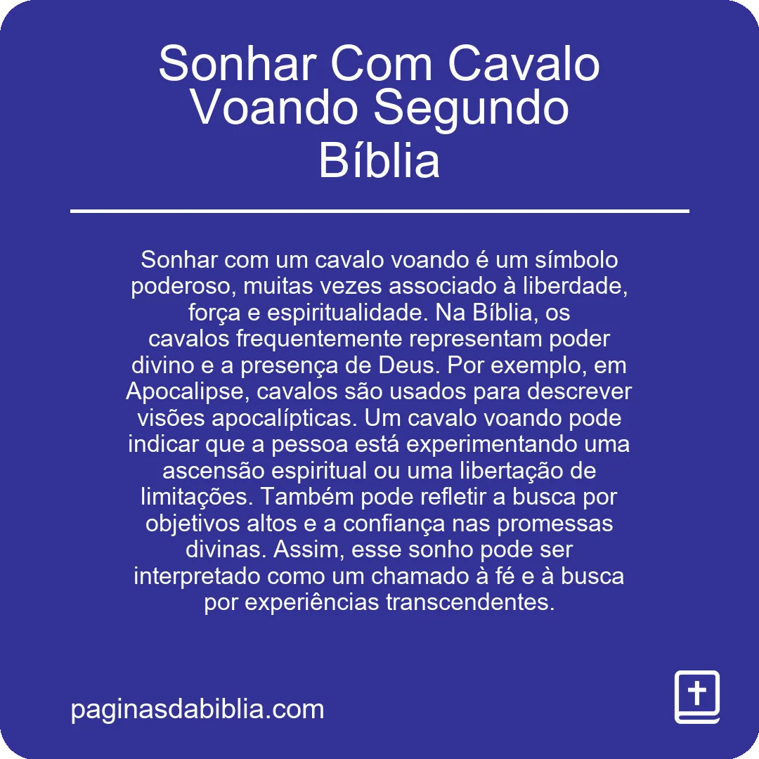 Sonhar Com Cavalo Voando Segundo Bíblia