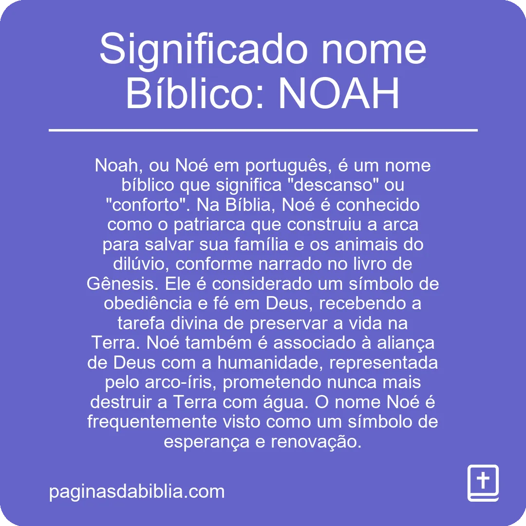 Significado nome Bíblico: NOAH