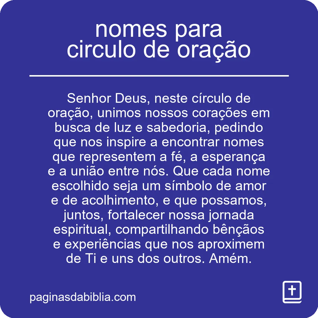 nomes para circulo de oração