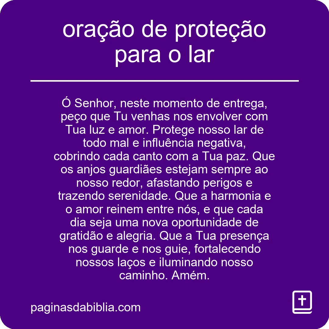 oração de proteção para o lar