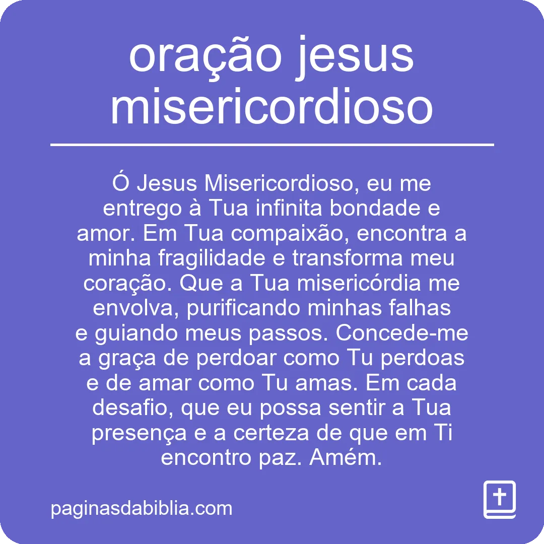 oração jesus misericordioso