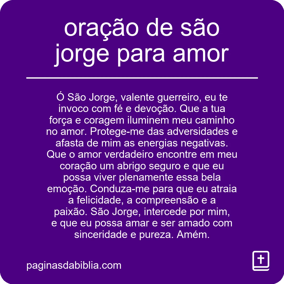 oração de são jorge para amor