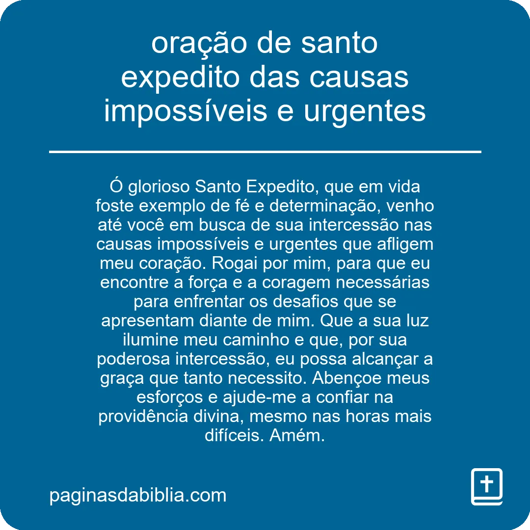 oração de santo expedito das causas impossíveis e urgentes