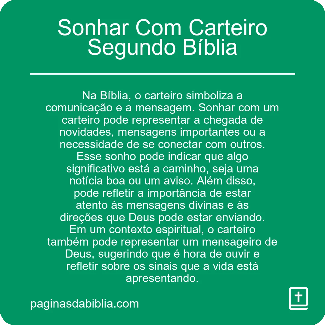 Sonhar Com Carteiro Segundo Bíblia