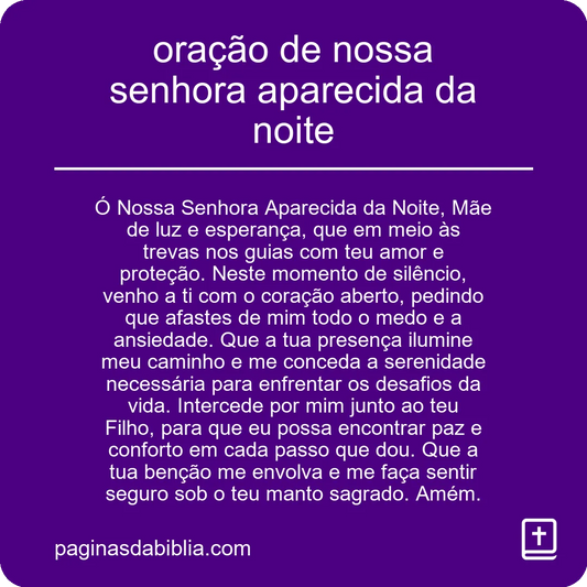 oração de nossa senhora aparecida da noite