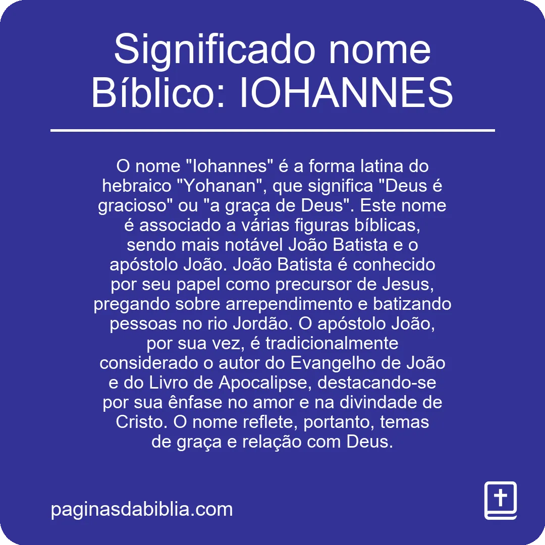 Significado nome Bíblico: IOHANNES