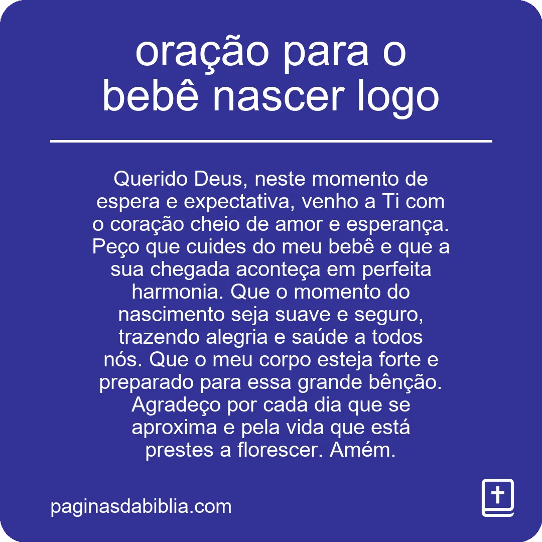 oração para o bebê nascer logo