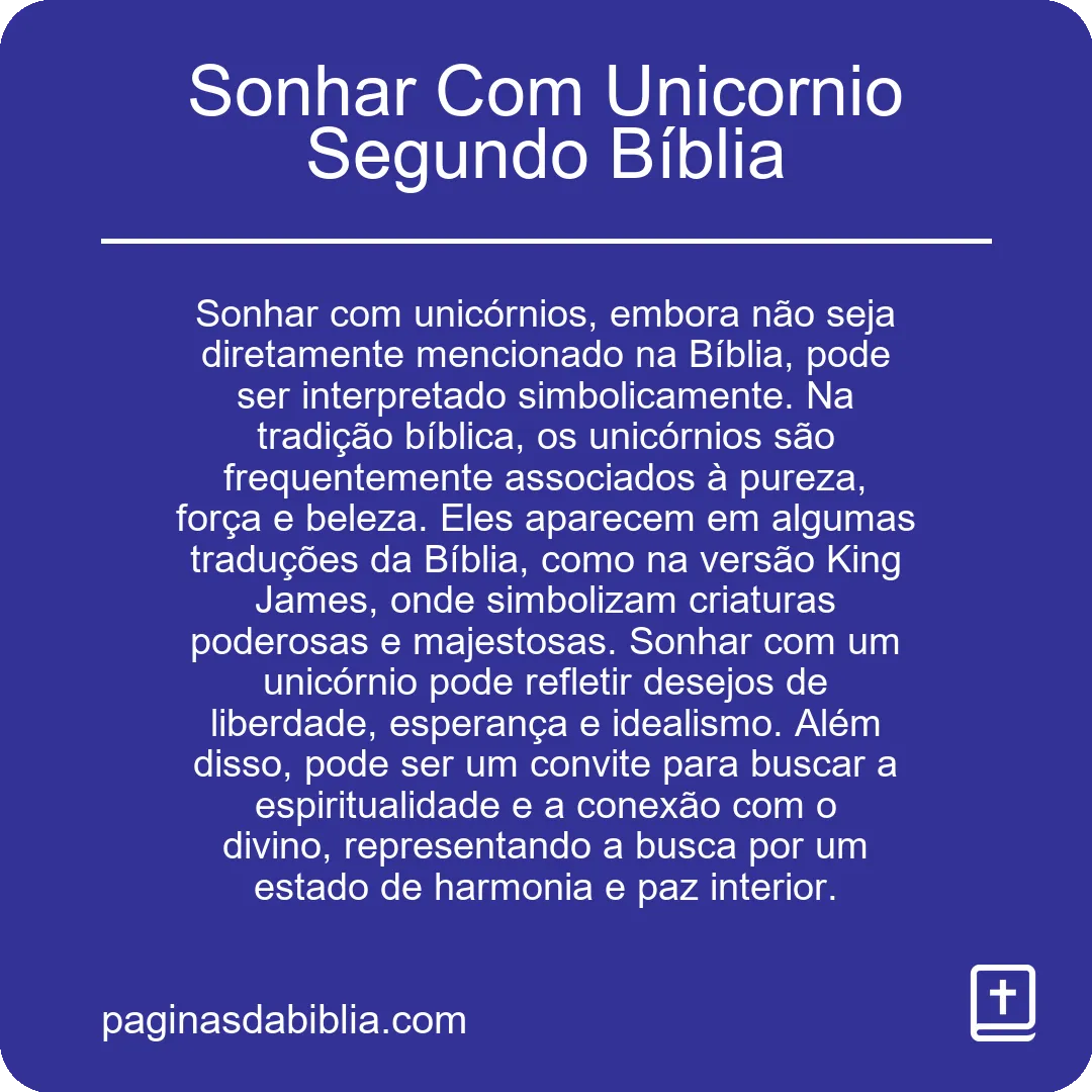 Sonhar Com Unicornio Segundo Bíblia