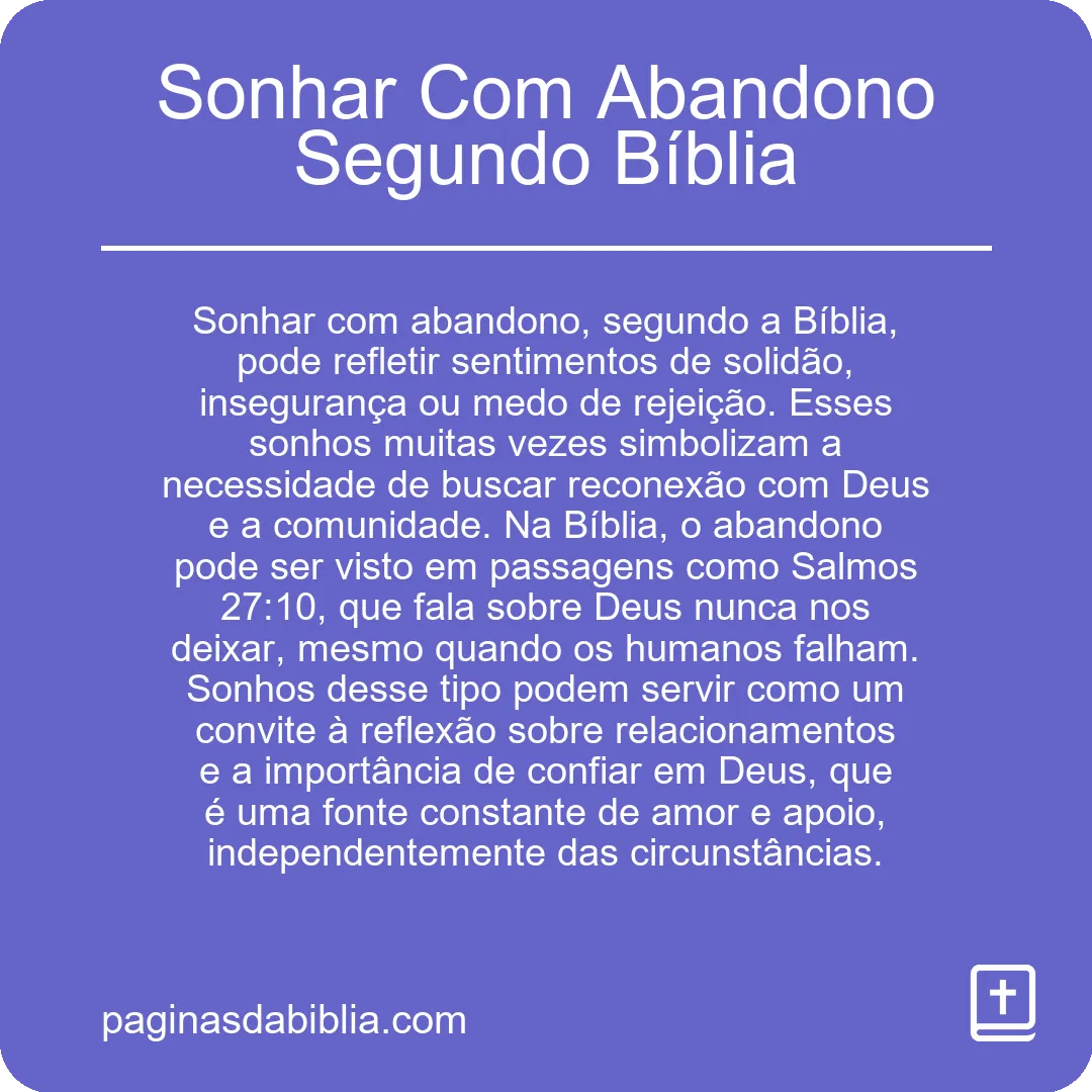 Sonhar Com Abandono Segundo Bíblia