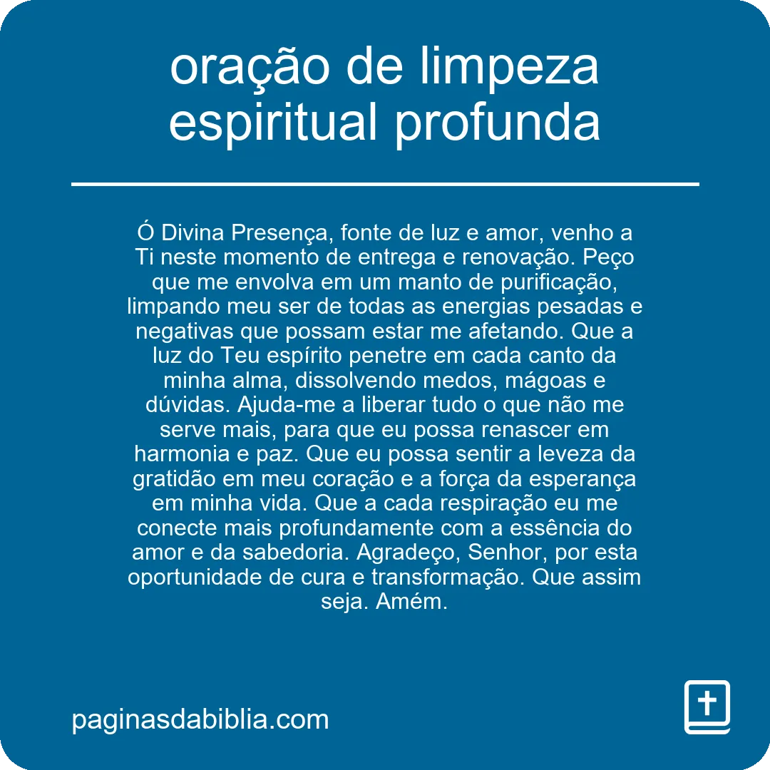 oração de limpeza espiritual profunda