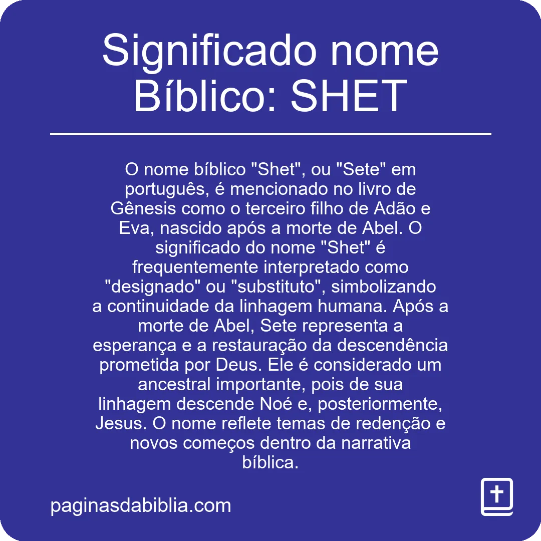 Significado nome Bíblico: SHET