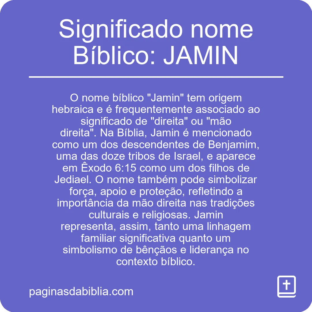 Significado nome Bíblico: JAMIN