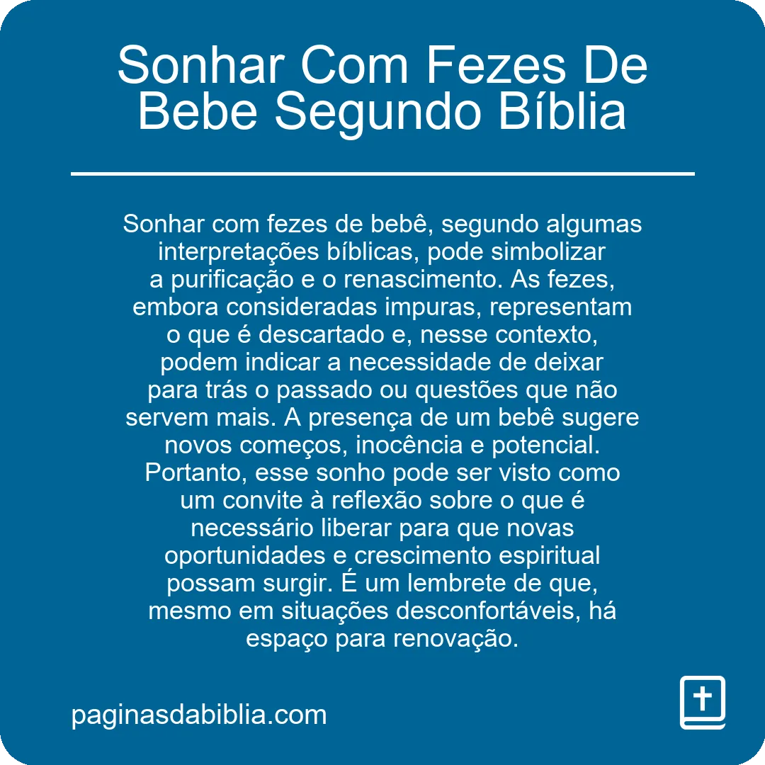 Sonhar Com Fezes De Bebe Segundo Bíblia