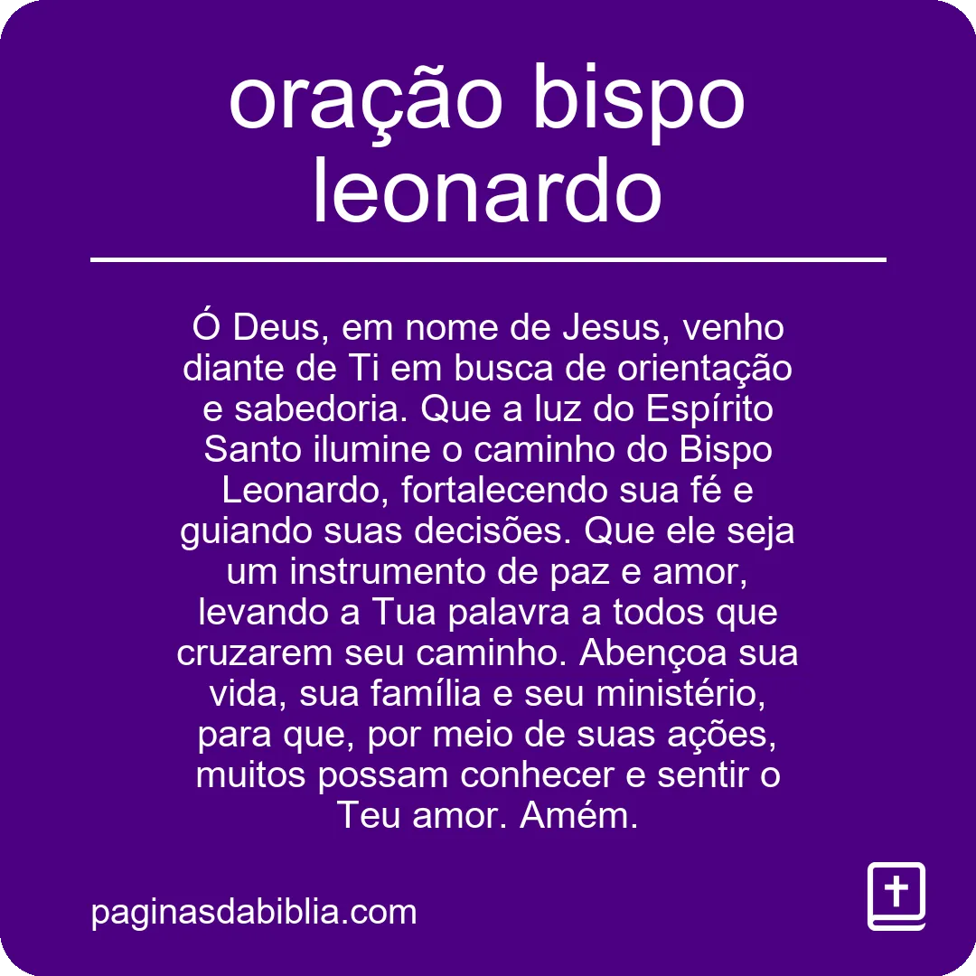 oração bispo leonardo