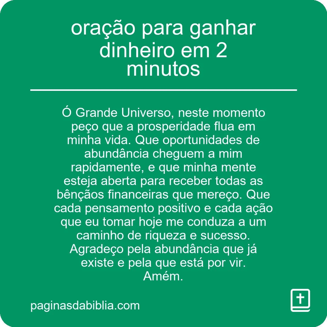 oração para ganhar dinheiro em 2 minutos