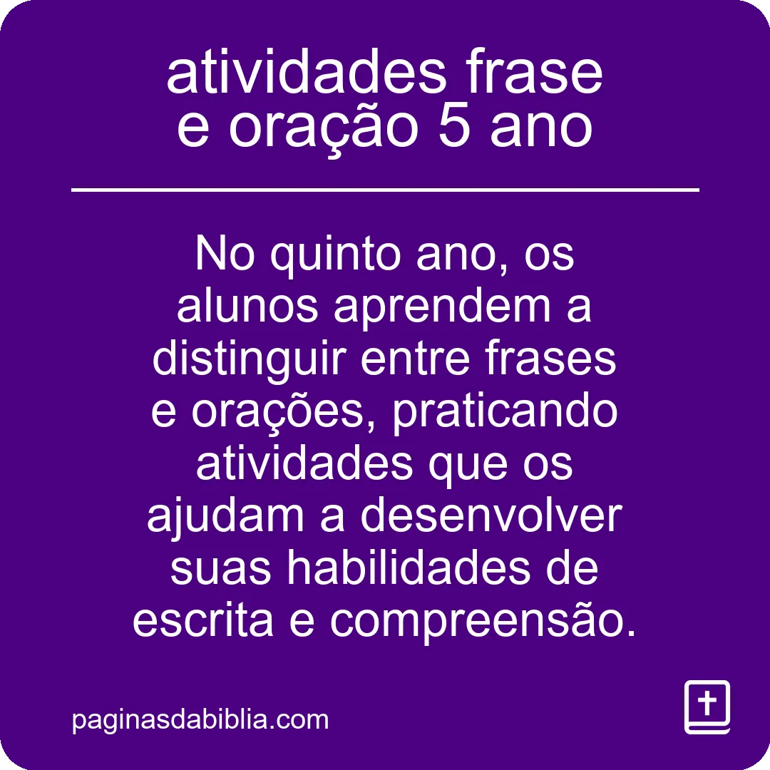 atividades frase e oração 5 ano