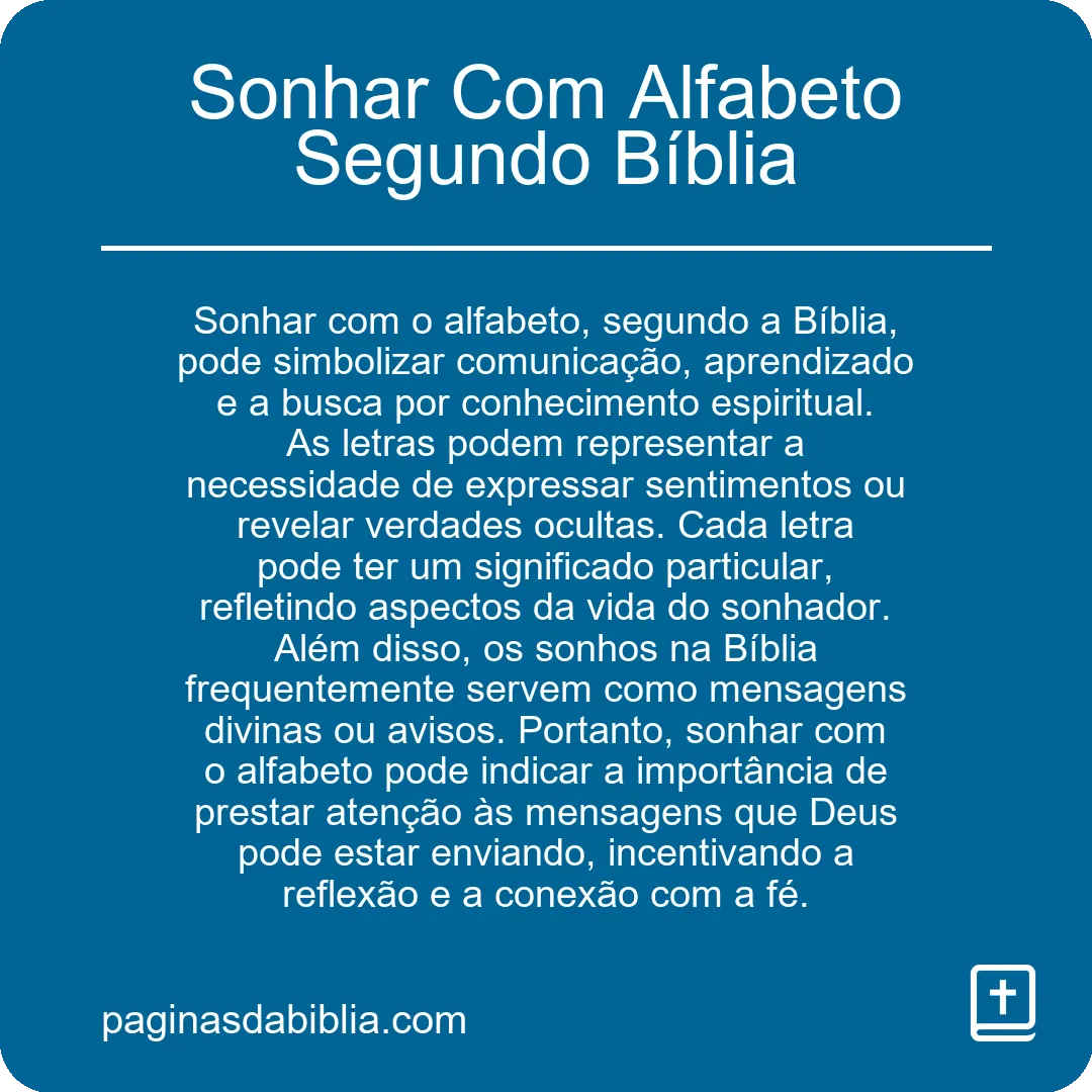 Sonhar Com Alfabeto Segundo Bíblia