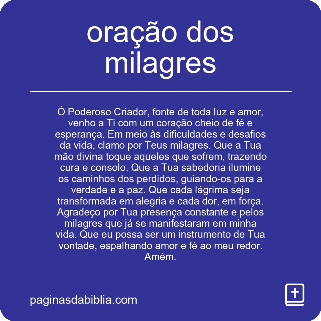 oração dos milagres