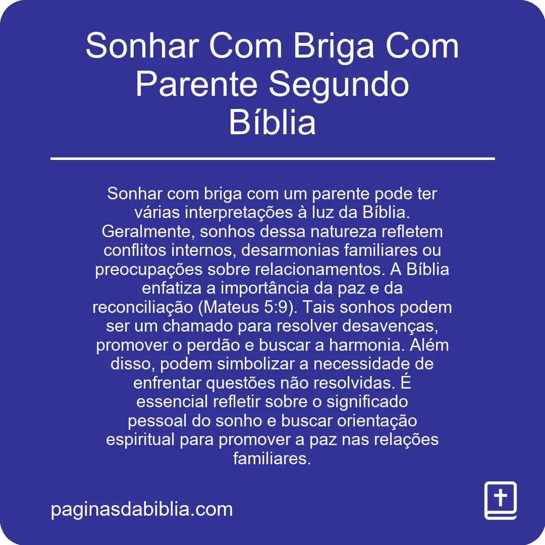 Sonhar Com Briga Com Parente Segundo Bíblia