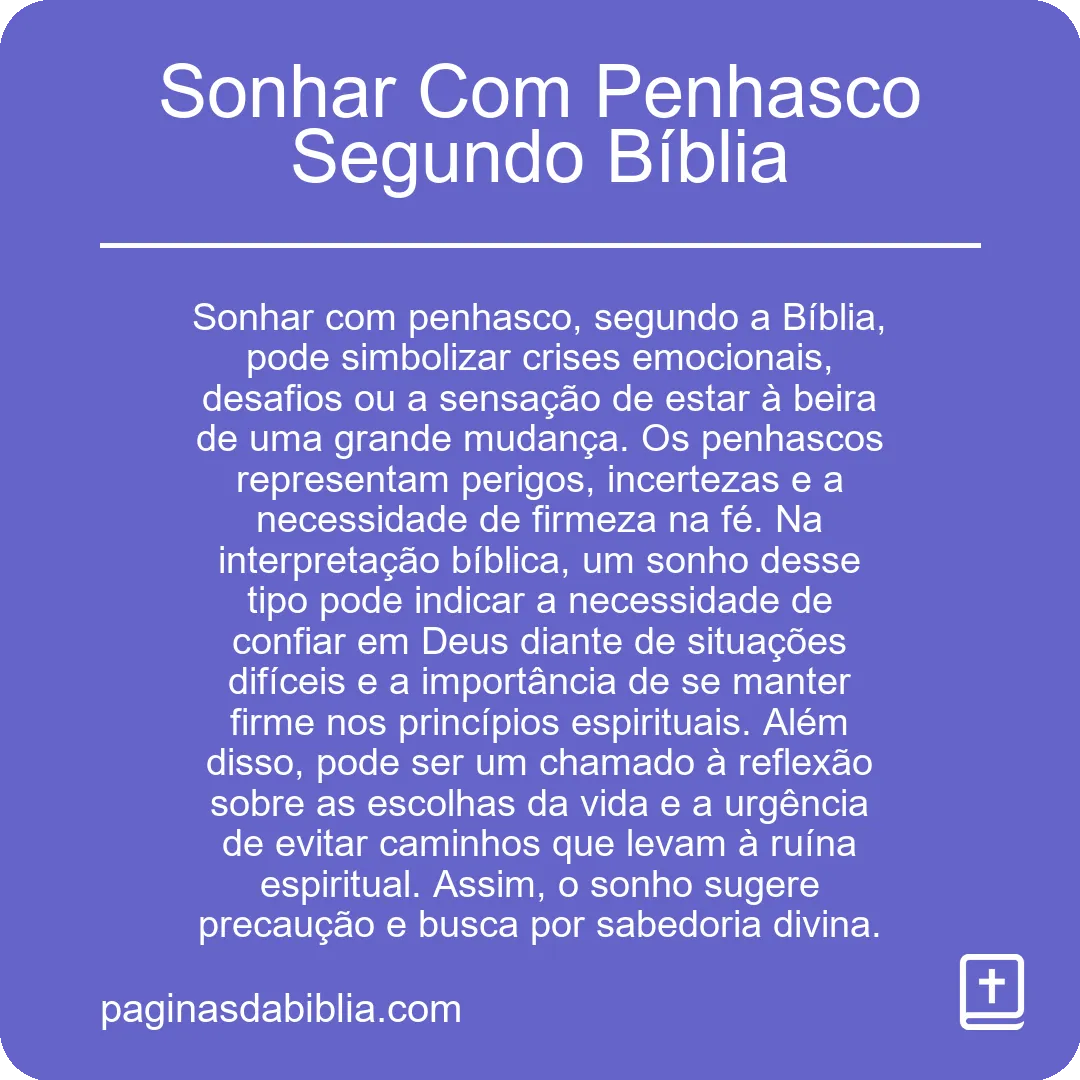 Sonhar Com Penhasco Segundo Bíblia