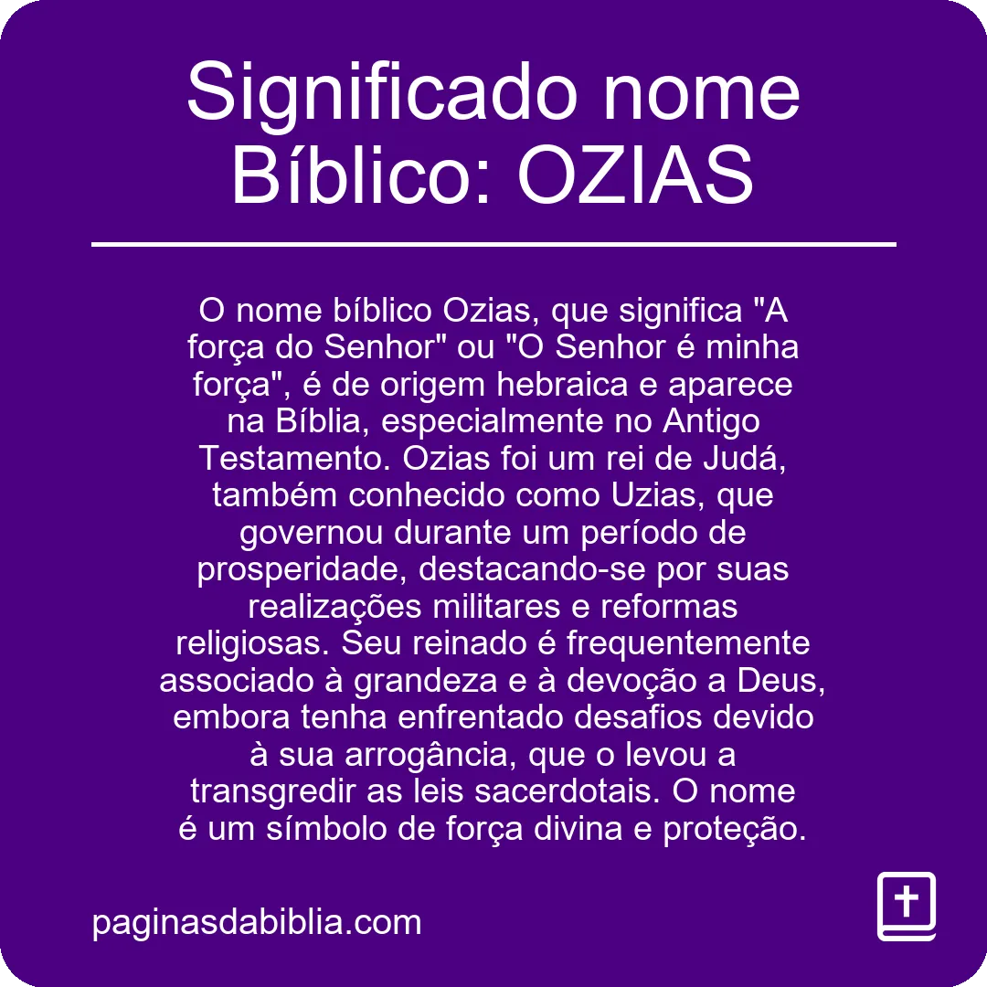 Significado nome Bíblico: OZIAS