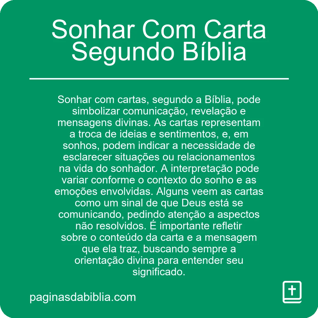 Sonhar Com Carta Segundo Bíblia