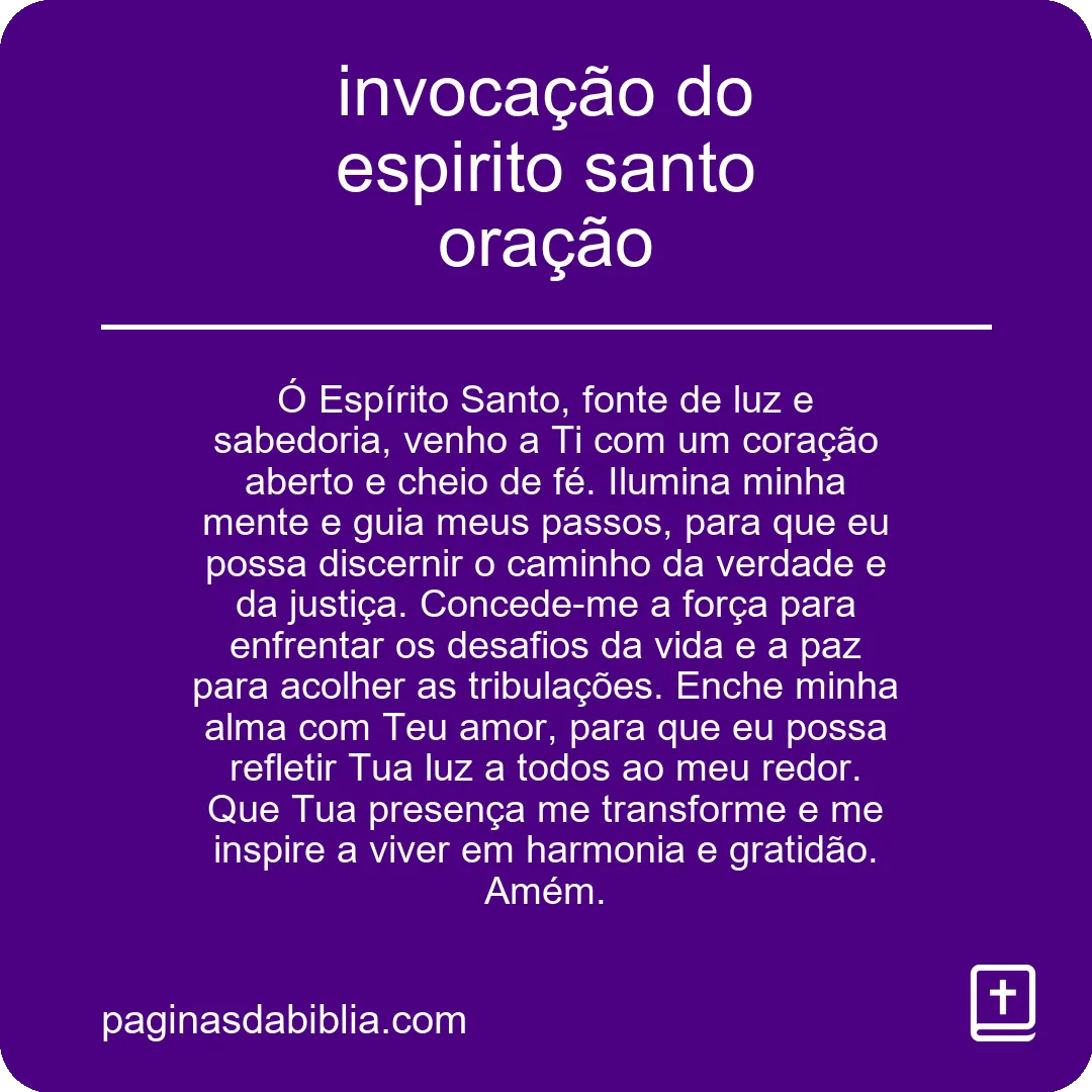 invocação do espirito santo oração