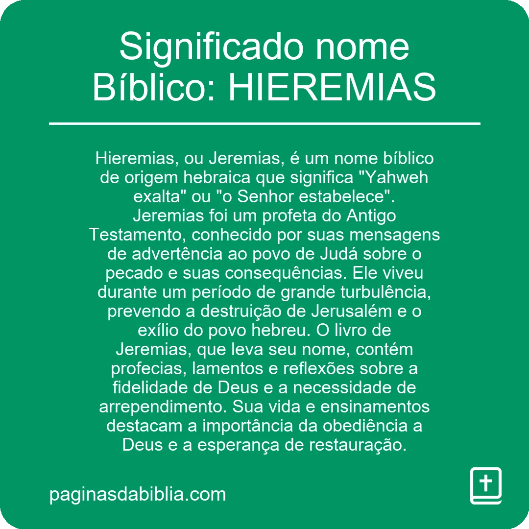 Significado nome Bíblico: HIEREMIAS